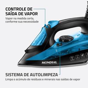Ferro a Vapor Mondial F-53 com Spray – Preto/Azul