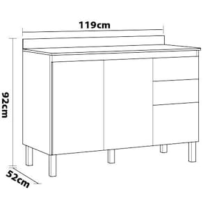 Balcão Demóbile Firenze com 3 Portas, 2 Gavetas e 1 Prateleira