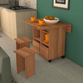 Mesa Retangular Nova Móbile Moove com 4 Bancos, Prateleira e Tampo Dobrável - Montana - 2