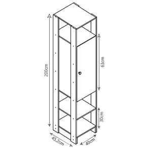 Armário Closet Nova Mobile Slim Yes com 1 Porta e 3 Prateleiras