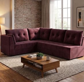 Sofá de Canto 6 Lugares Linoforte Toronto com Revestimento em Tecido Suede