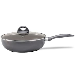 Panela Wok com Tampa Brinox Ceramic Life Smart Plus Alumínio com Acabamento Cerâmico Pro Ceramic Premium e Cabo em Baquelite 30 cm - Cinza