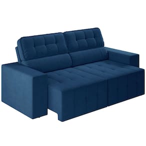 Sofá 4 Lugares Luizzi Falconi com 219 cm de Largura, Retrátil e Reclinável, Revestido em Veludo Plush