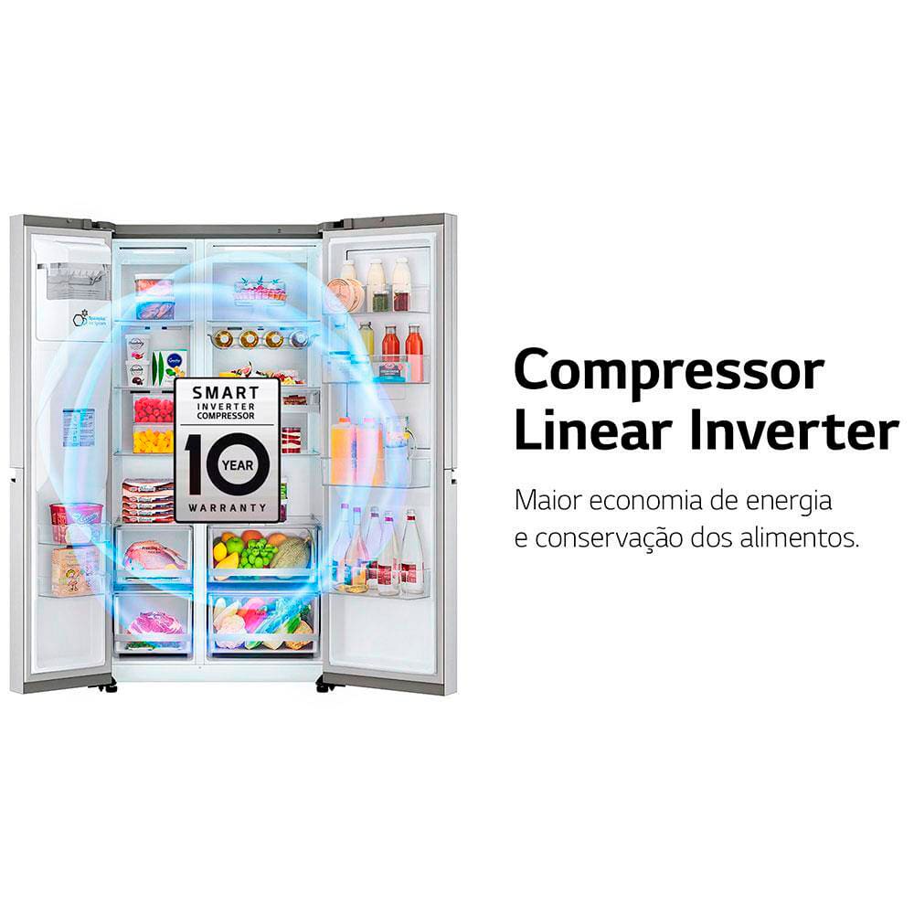 Geladeira LG Side by Side Inverter GC-L257SLP Frost Free com