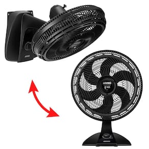 Ventilador 2 em 1 Mesa/Parede Arno Turbo Force VF42 40cm com 3 Velocidades e 6 Pás - Preto - 110v