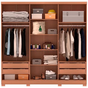 Guarda-Roupa Casal Bartira Napoli UP com 234,5cm de Largura, 6 Portas, 4 Gavetas e 4 Prateleiras