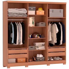 Guarda-Roupa Casal Bartira Napoli UP com 234,5cm de Largura, 6 Portas, 4 Gavetas e 4 Prateleiras