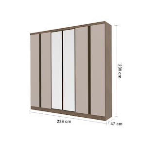 Guarda-Roupa Casal Bartira Monte Rei com Espelho, 6 Portas, 6 Gavetas - 238cm de largura