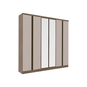 Guarda-Roupa Casal Bartira Monte Rei com Espelho, 6 Portas, 6 Gavetas - 238cm de largura