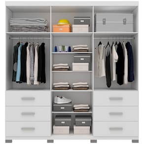 Guarda-Roupa Bartira Santiago com 6 Portas e 6 Gavetas Externas - 209,2cm de Largura