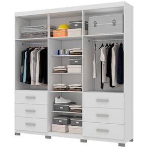 Guarda-Roupa Bartira Santiago com 6 Portas e 6 Gavetas Externas - 209,2cm de Largura