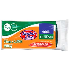 Saco para Lixo Embalixo 100L Reforçado Preto - 15 Unidades