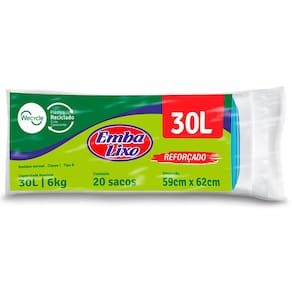 Saco para Lixo Embalixo 30L Reforçado Azul - 20 Unidades