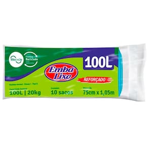 Saco para Lixo Embalixo 100L Reforçado Azul - 10 Unidades