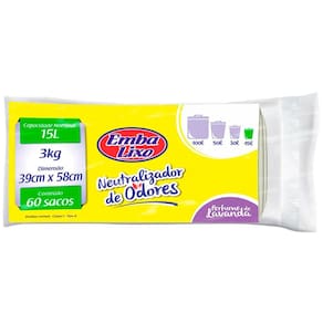 Saco para Lixo Embalixo 15L Neutralizador de Odores Branco - 60 Unidades