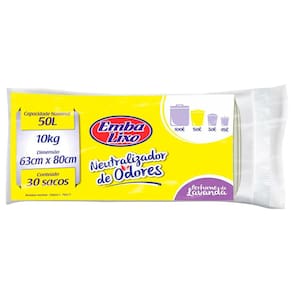 Saco para Lixo Embalixo 50L Neutralizador de Odores Branco - 30 Unidades