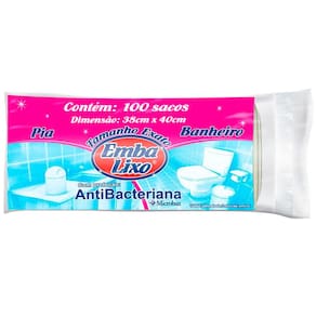 Saco para Lixo Embalixo 3L com Proteção Antibacteriana Branco - 100 Unidades