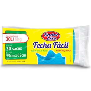 Saco para Lixo Embalixo 30L Fecha Fácil Azul - 30 Unidades