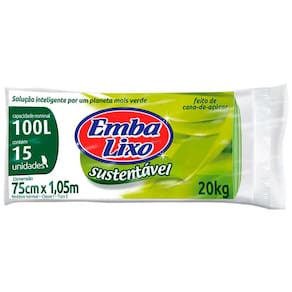 Saco para Lixo Embalixo 100L Sustentável Verde - 15 Unidades