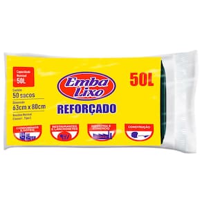 Saco para Lixo Embalixo 50L Profissional Reforçado Preto - 50 Unidades