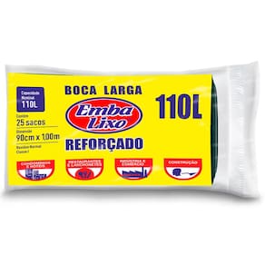 Saco para Lixo Embalixo 110L Profissional Boca Larga Preto - 25 Unidades