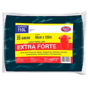 Saco para Lixo Embalixo 110L Profissional Extra Forte Preto - 25 Unidades