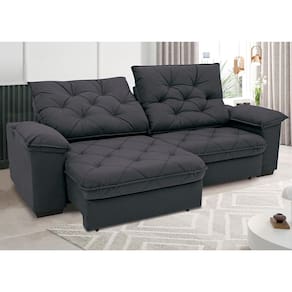 Sofá 4 Lugares Linoforte Luggero Retrátil e Reclinável Revestido em Tecido Suede - 230cm de largura