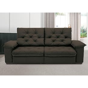 Sofá 3 Lugares Linoforte Luggero Revestido em Tecido Suede Assento Retrátil Encosto Reclinável - 200cm de Largura - Marrom - 3