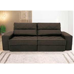 Sofá 4 Lugares Linoforte Fassatti Retrátil e Reclinável Revestido em Tecido Suede com 230cm de Largura - Marrom - 1