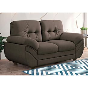 Sofá 2 Lugares Linoforte Francis Revestido em Suede com 152cm de Largura - Marrom - 1