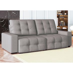 Sofá 4 Lugares Linoforte Milano Retrátil e Reclinável Revestido em Suede com 230cm de Largura - Bege - 3