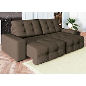 Sofá 4 Lugares Linoforte Milano Retrátil e Reclinável Revestido em Suede com 230cm de Largura