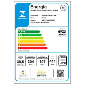 Geladeira Midea MD-RT580MTA Frost Free Inox com Compartimento Extra Frio, Painel Touch e Iluminação LED - 411 litros