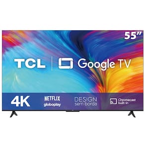 Smart TV LED 55" 4K TCL 55P635 HDR, Wifi Dual Band, Bluetooth, Controle Remoto com Comando por controle de Voz, Google Assistant e Borda fina