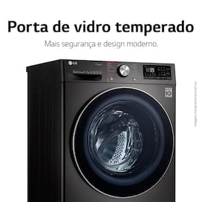 Lavadora e Secadora Elétrica Smart LG WashTower WK17BS6A 17 Kg Aço Escovado Preto com Inteligência Artificial AIDD - 220v