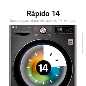 Lavadora e Secadora Elétrica Smart LG WashTower WK17BS6A 17 Kg Aço Escovado Preto com Inteligência Artificial AIDD - 220v