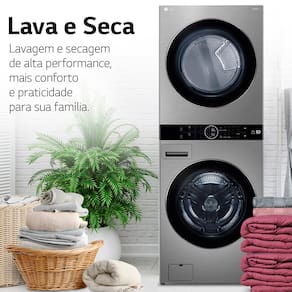 Lava e Seca Smart LG WashTower WK17VS6A 17 Kg Aço Escovado com Inteligência Artificial AIDD - 220V
