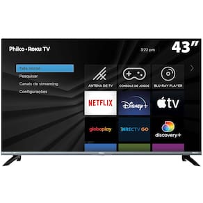 Smart TV LED 43" 4K Philco Roku TV PTV43G70R2CSGBL HDR10, Dolby Audio, Processador Quad-core