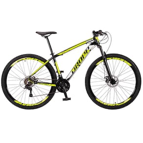 Bicicleta Aro 29 Dropp Race 21 Marchas, Quadro Alumínio e Freio à Disco - Preto/Amarelo