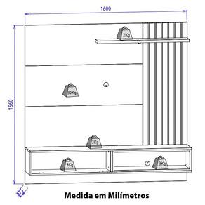 Painel Home Suspenso Colibri Tocantins Ideal para TV de até 60" com 160cm de largura