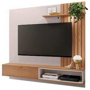 Painel Home Suspenso Colibri Tocantins com 160 cm de Largura, Ideal para TV de até 60” - Off White/Freijó - 1