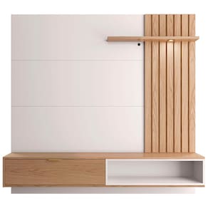 Painel Home Suspenso Colibri Tocantins com 160 cm de Largura, Ideal para TV de até 60” - Off White/Freijó - 2