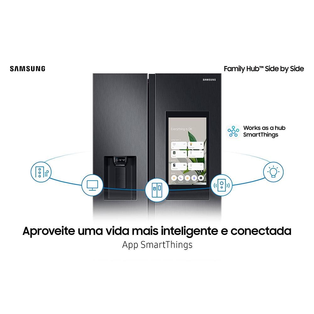 Geladeira Samsung Side by Side RS58 608 Litros Family Hub Black