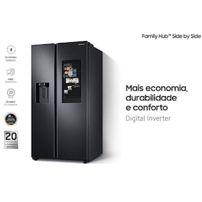 Geladeira Samsung Family Hub Side By Side RS58T5561B1 Digital Inverter Frost Free com Soundbar, Smart View, Bluetooth e Wi-Fi Black Inox Look – 585 L
