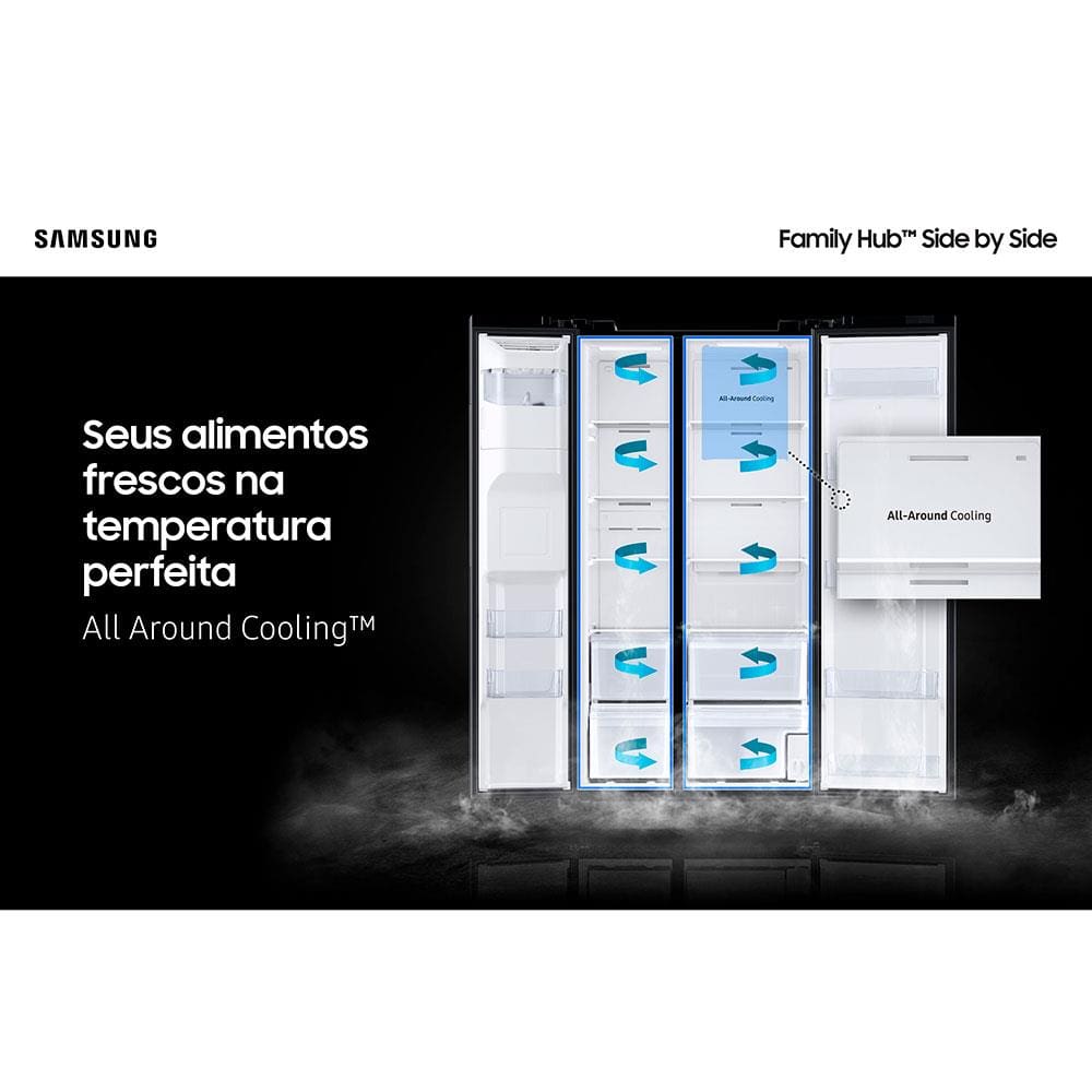 Geladeira Samsung Side by Side RS58 608 Litros Family Hub Black