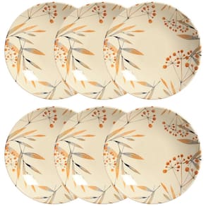 Conjunto com 6 Pratos Fundos Porto Brasil Coup Ikebana em Cerâmica Feldspática 21cm – Off-White