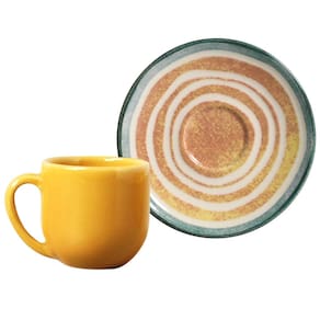 Conjunto com 6 Xícaras e Pires para Café Porto Brasil Coup Siracusa em Cerâmica Feldspática Off-White - 112ml - 1