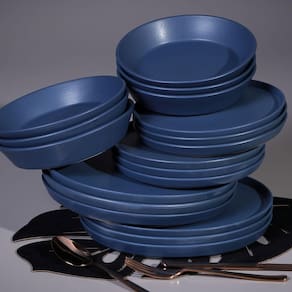 Conjunto com 6 Pratos Fundos Porto Brasil Neo Boreal em Stoneware 19,5 cm – Azul - 2
