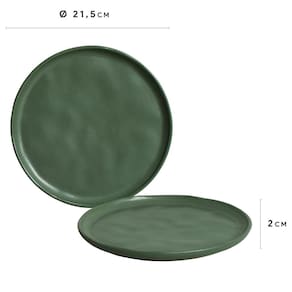 Conjunto com 6 Pratos de Sobremesa Porto Brasil Bio Leaf em Stoneware 21,5cm – Verde - 2