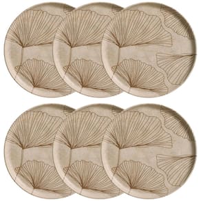 Conjunto com 6 Pratos de Sobremesa Porto Brasil Bio Vida em Stoneware 21,5cm – Cinza
